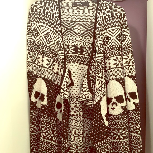 Iron Fist Monochrome Skull Pattern Cardigan - Picture 1 of 5